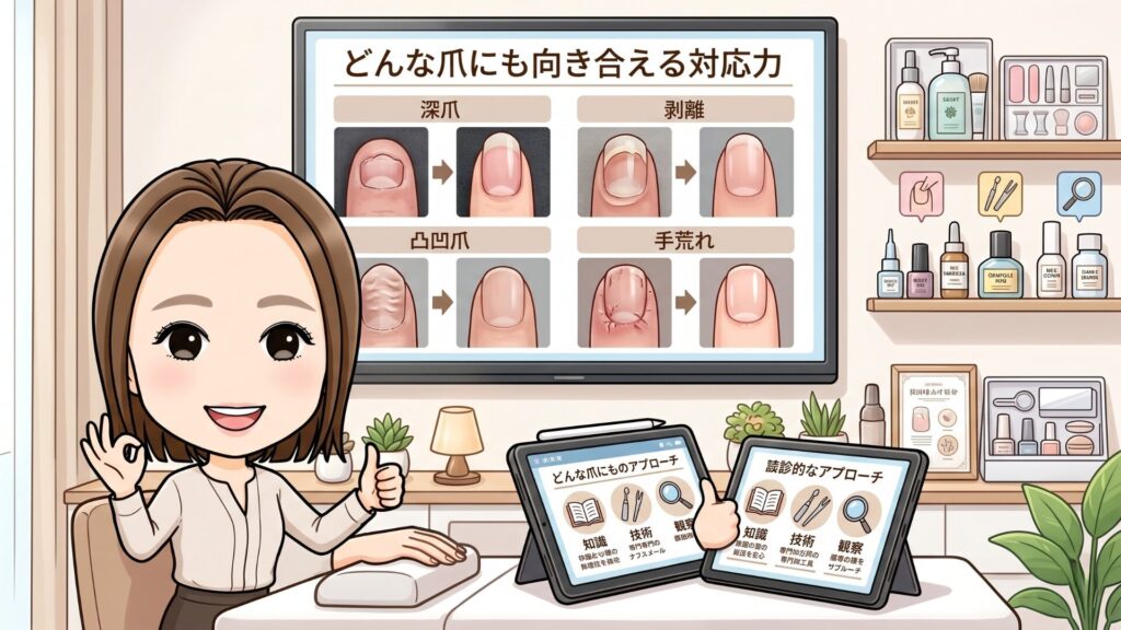 どんな爪にも向き合える対応力が身につく