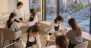 群馬の爪育成スクールで学ぶネイルケアの様子