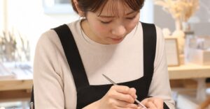 高崎 自爪ケア スクールで自爪のケア技術を学ぶ受講生とネイルケア用品