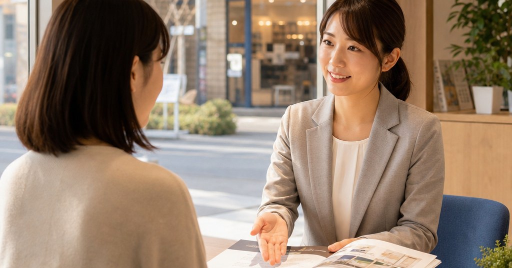 高崎のスクールで受講相談をする女性とカウンセラーが、受講内容や通学について確認している様子