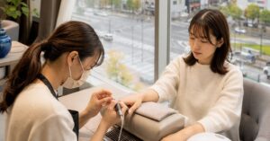 高崎でネイルオフを受けるのが不安な方に向けた、ネイルサロンでの丁寧な施術の様子