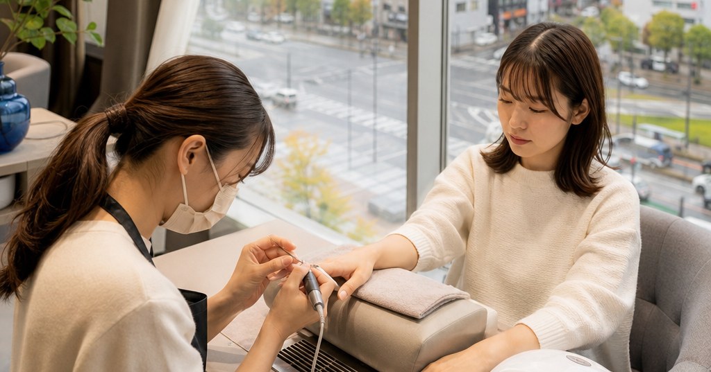 高崎でネイルオフを受けるのが不安な方に向けた、ネイルサロンでの丁寧な施術の様子