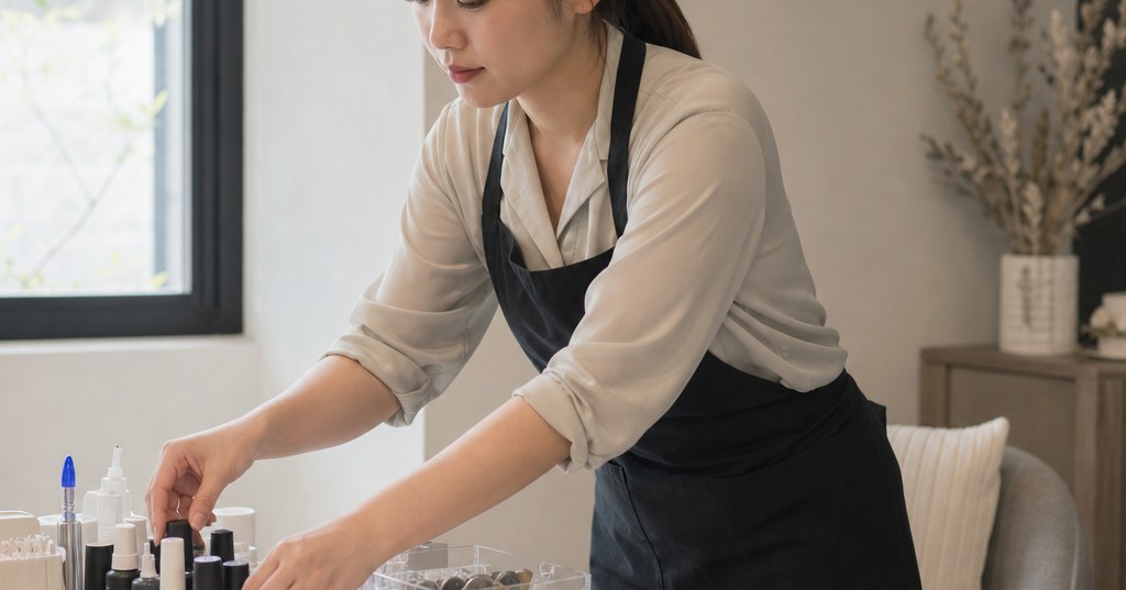 高崎でネイリストとして開業するためにネイルサロンの準備をするネイリスト