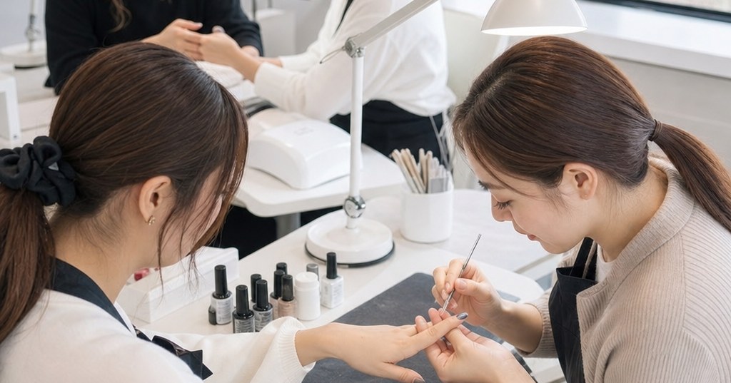 高崎 パラジェル スクールでネイル技術を学ぶ受講生
